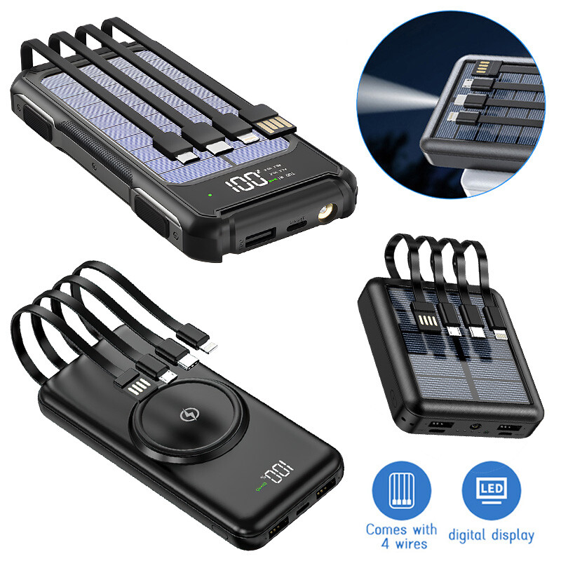 50000mAh Solar/ Wireless Power Bank Portable External Battery Pack Fast Charger