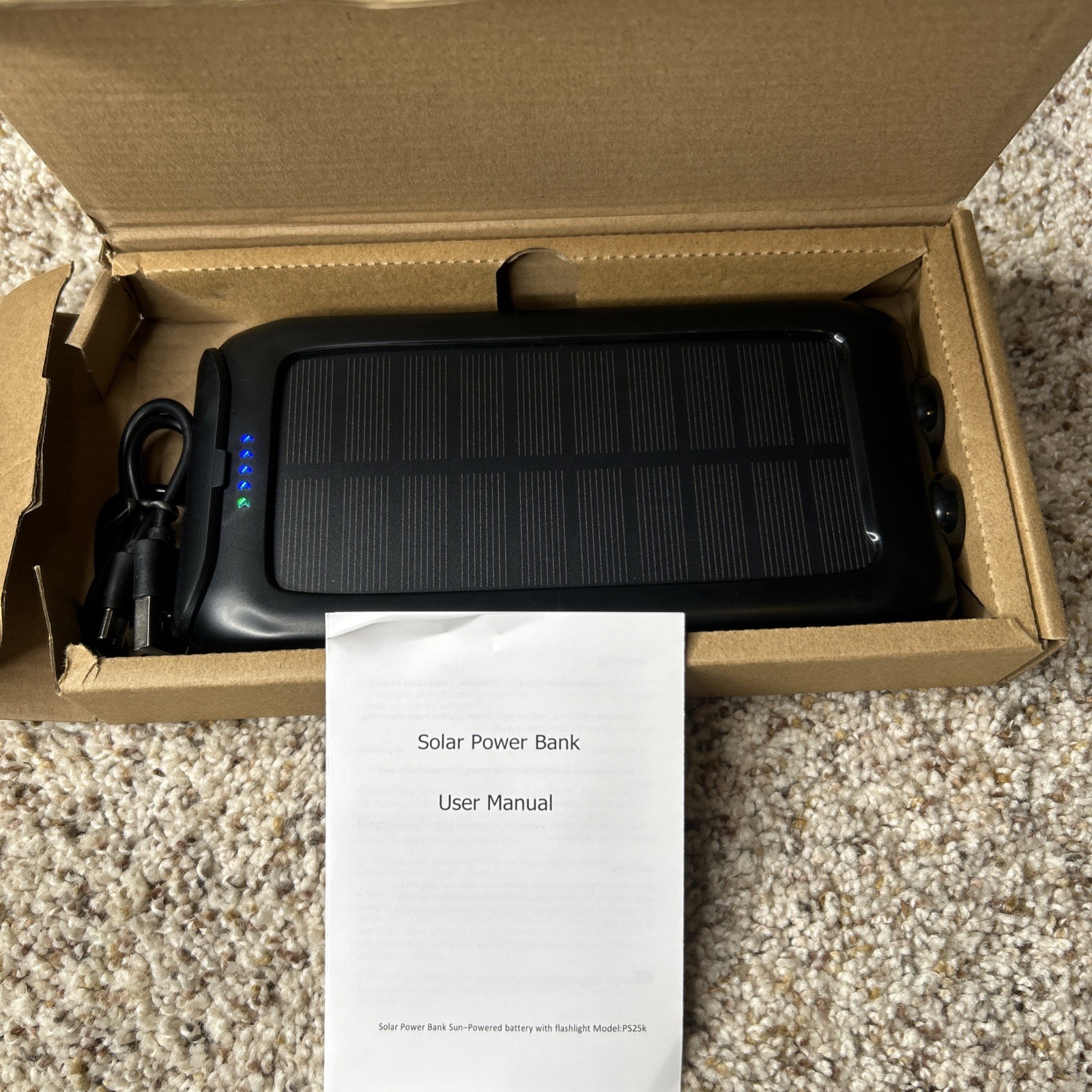 Solar Power Bank PS25K 49800mAh Portable Solar Phone Charger 3 Amp Fast Charge