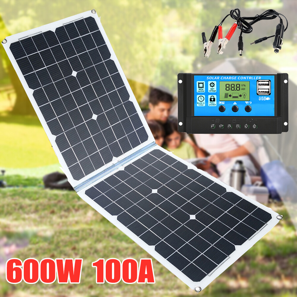 600 Watts Solar Panel Kit 100A Battery Charger with Controller Caravan Boat 12V