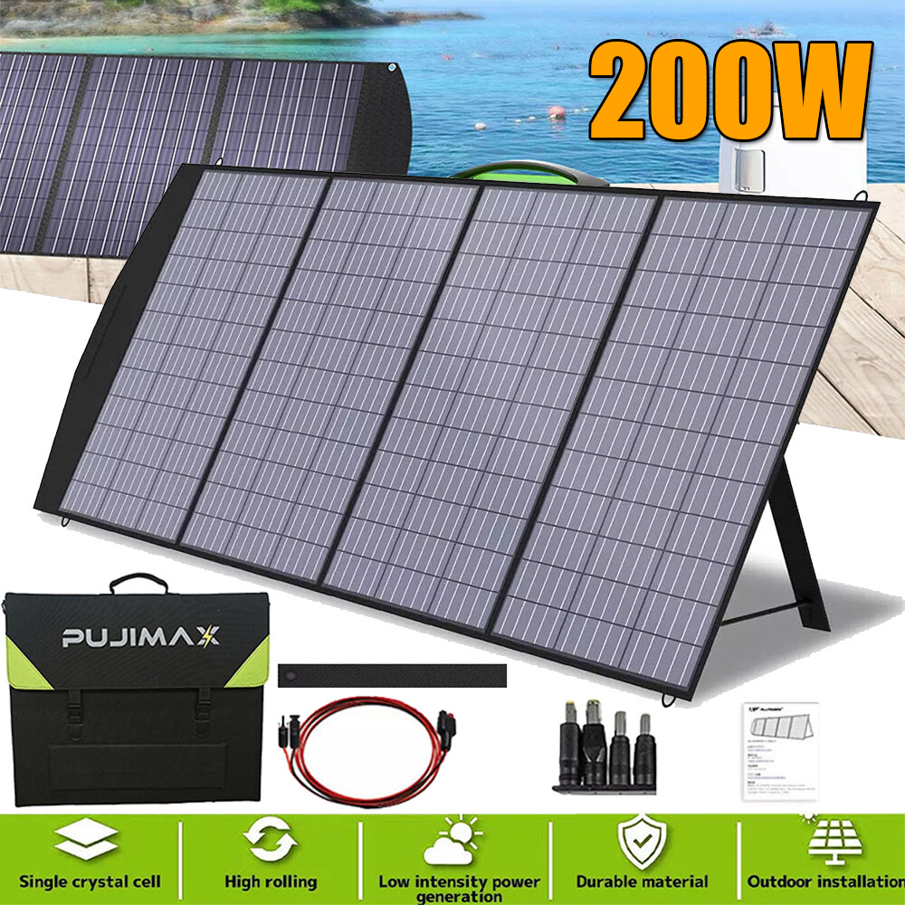 200W Foldable Portable Solar Panel Kit w/ Kickstand for Power Station Camping
