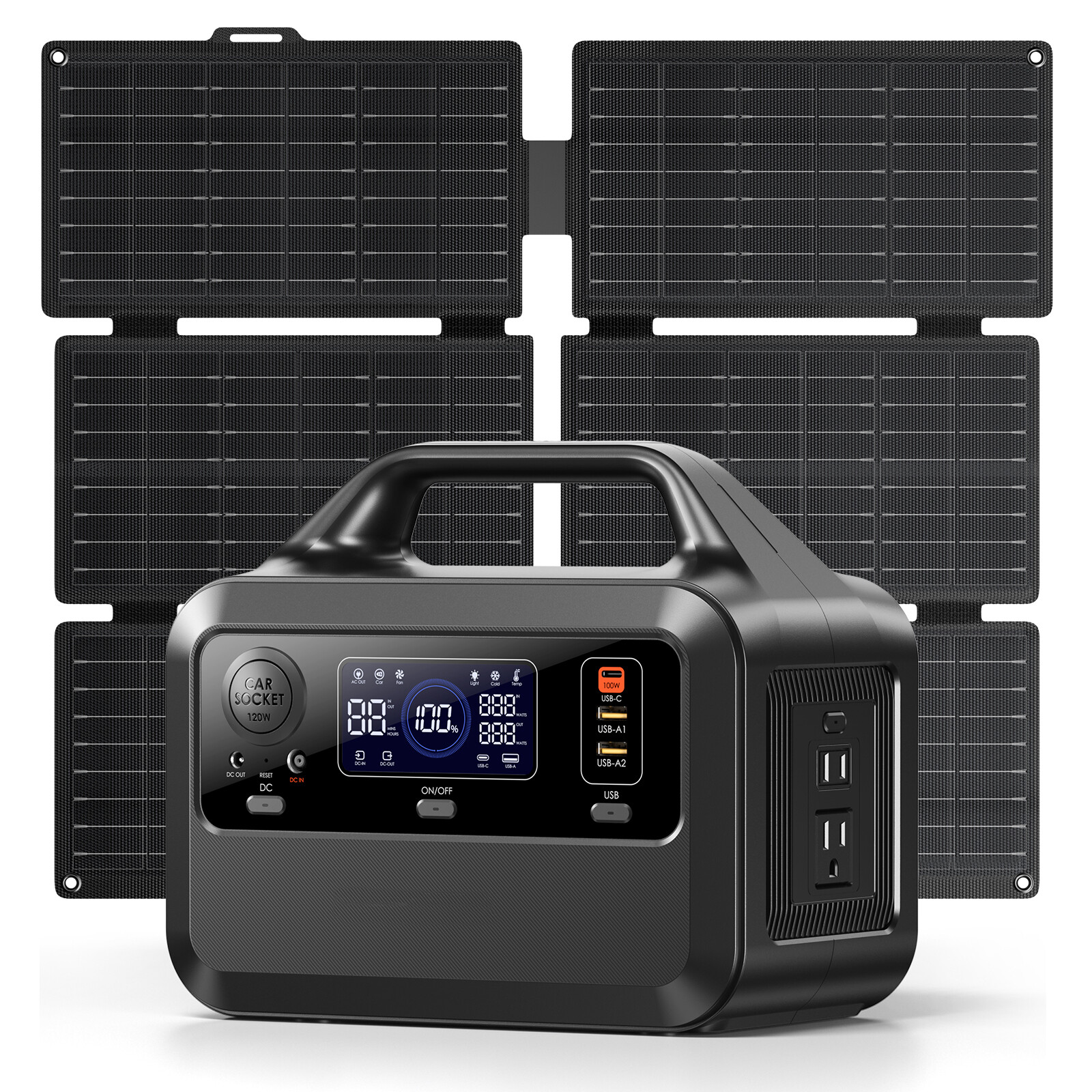 Solar Generator Power Station Backup Battery ,600W Peak + 40W Solar Panel Kit
