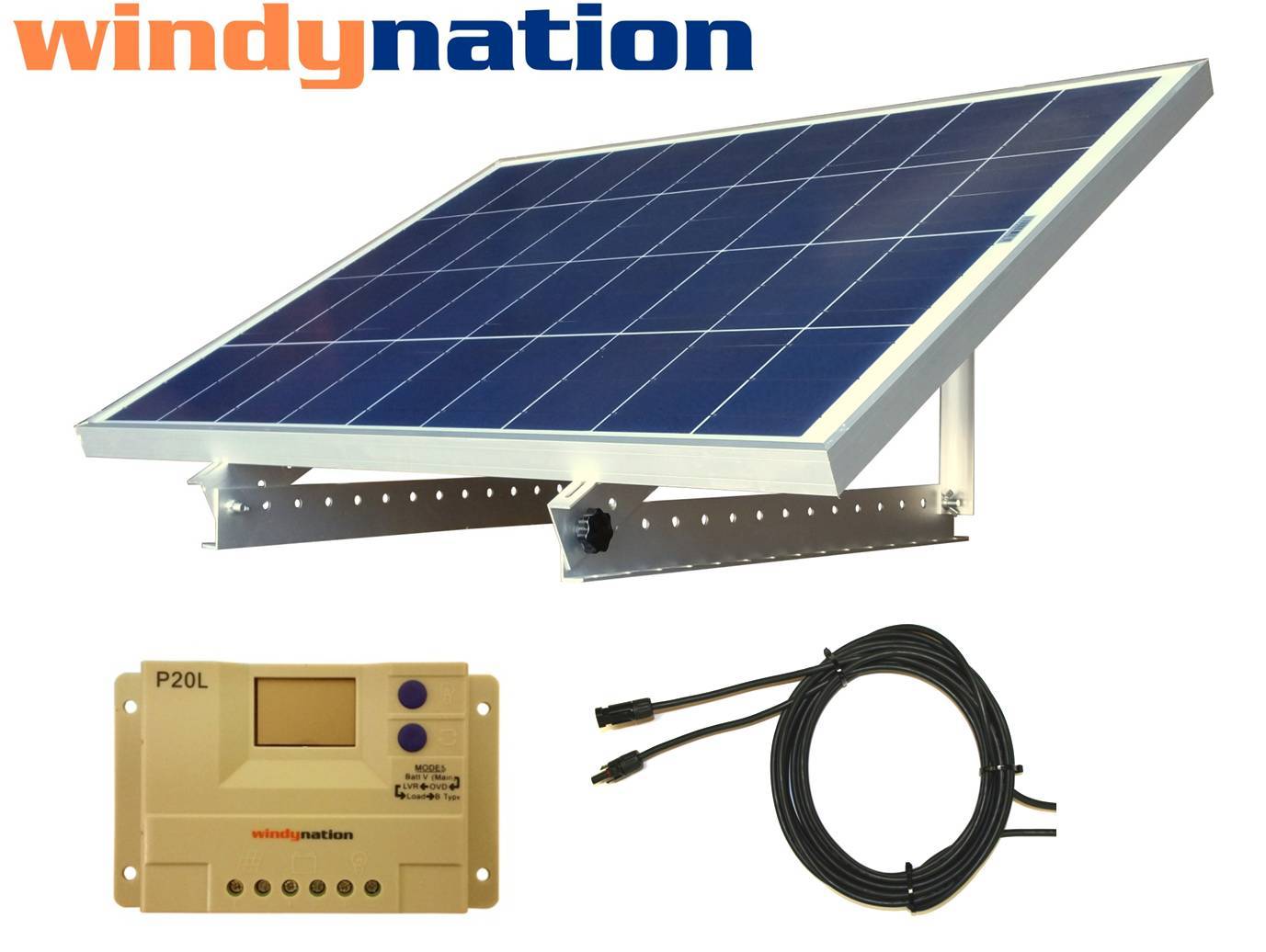 Portable 100 Watt 100W 12V Solar Panel Kit + Mount RV, Cabin, Off-Grid Battery