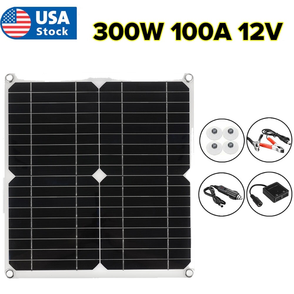 300 Watts Solar Panel Kit 100A 12V Battery Charger Caravan Boat RV Home Camping