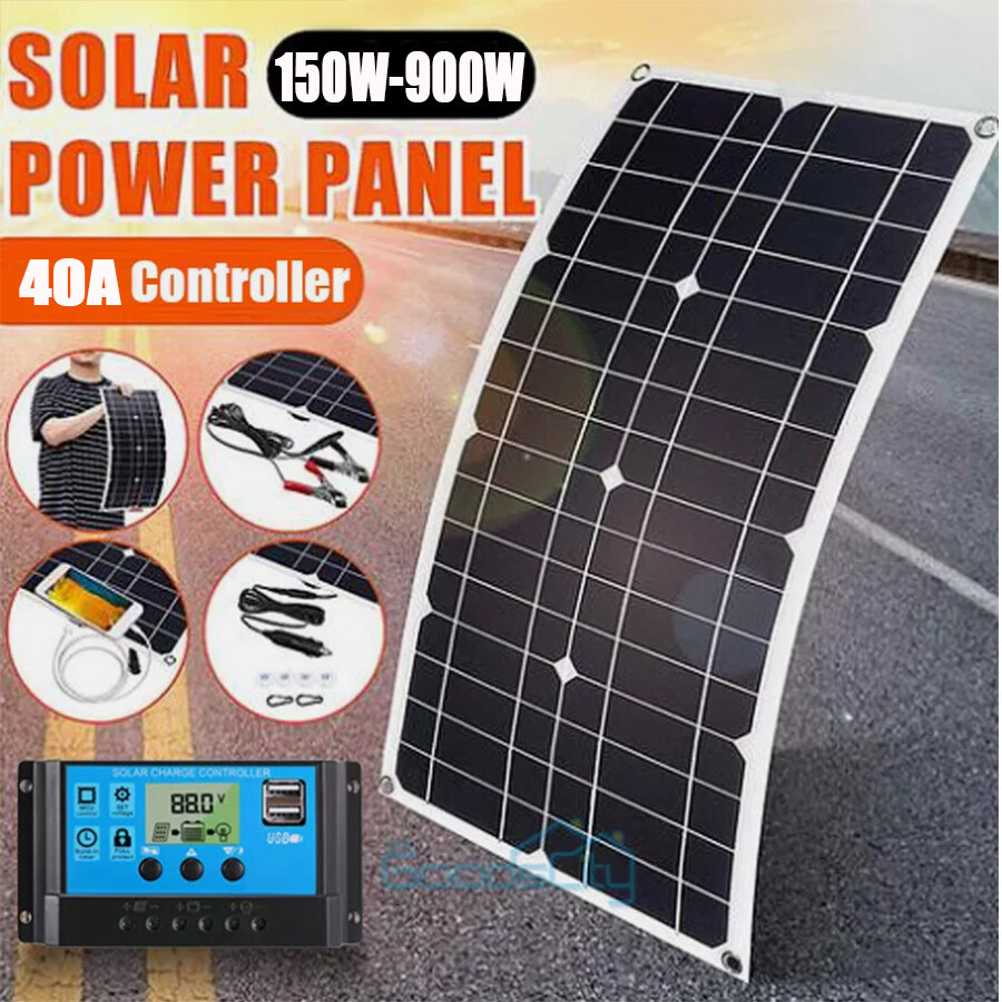 150W-900W Watt Solar Panel Mono 12V Charging RV Camping Car Home Off-Grid Boat