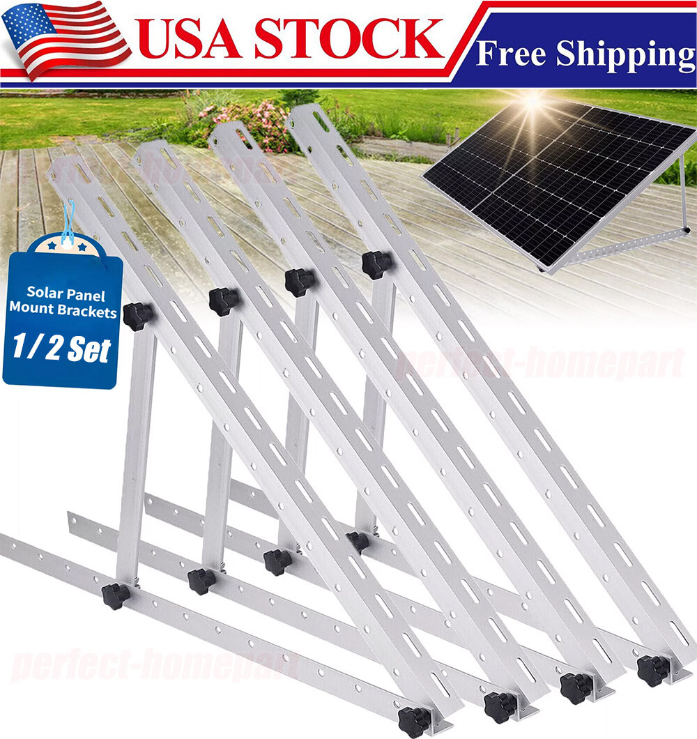 28″ Solar Panel RV Tilt Mount Brackets Ground Roof Flat Surface Adjustable Frame