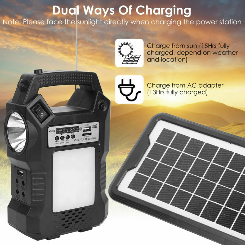 Solar Portable Power Station Generator Panel Power Bank Outlet Camping Emergency