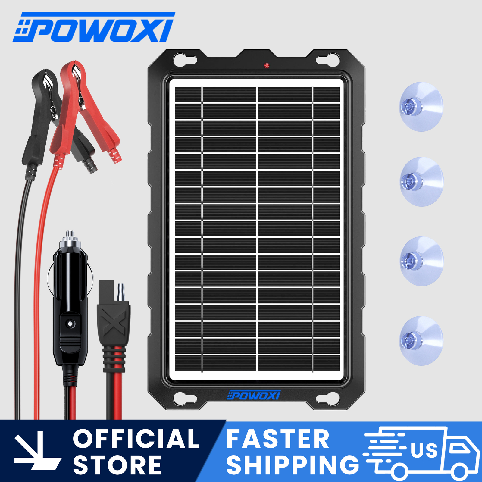 POWOXI 9W-Solar-Battery-Trickle-Charger-Maintainer, 12V Solar Panel Kit for Car
