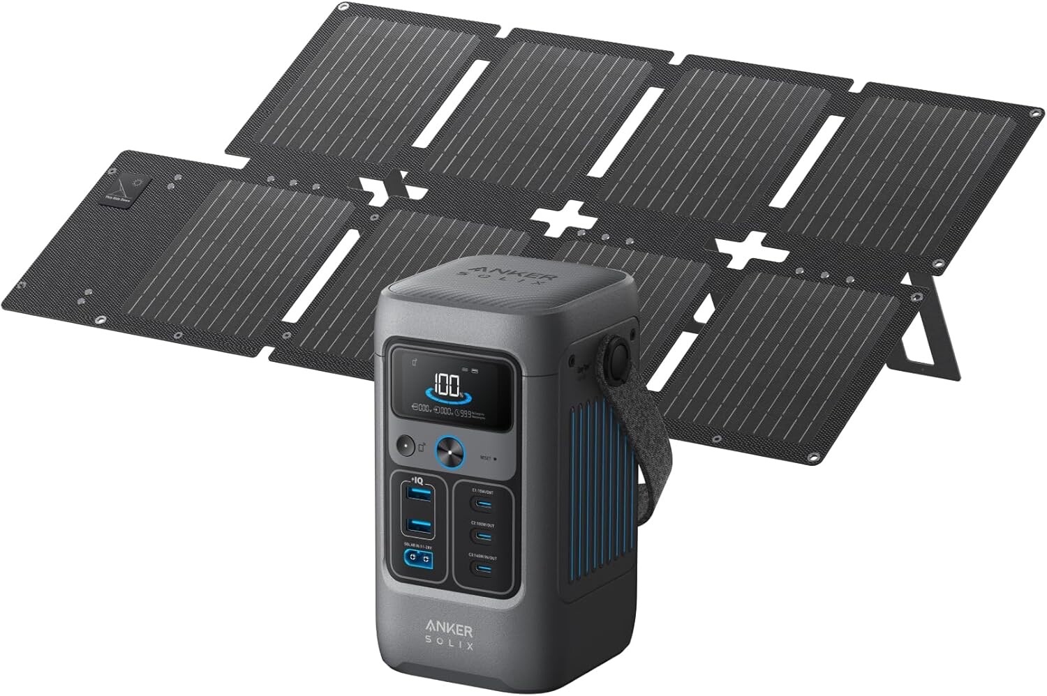 Anker SOLIX C200 DC Power Bank Station (60,000mAh) and 60W Solar Panel, 192Wh Po