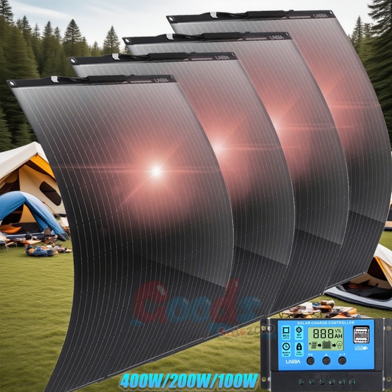100W 200W 400W Solar Panel Kit Mono Charge Battery Camping Home RV Off-Grid