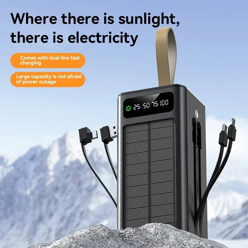 900000mAh Solar Power Bank Fast Charging External Battery Pack for Cell Phone
