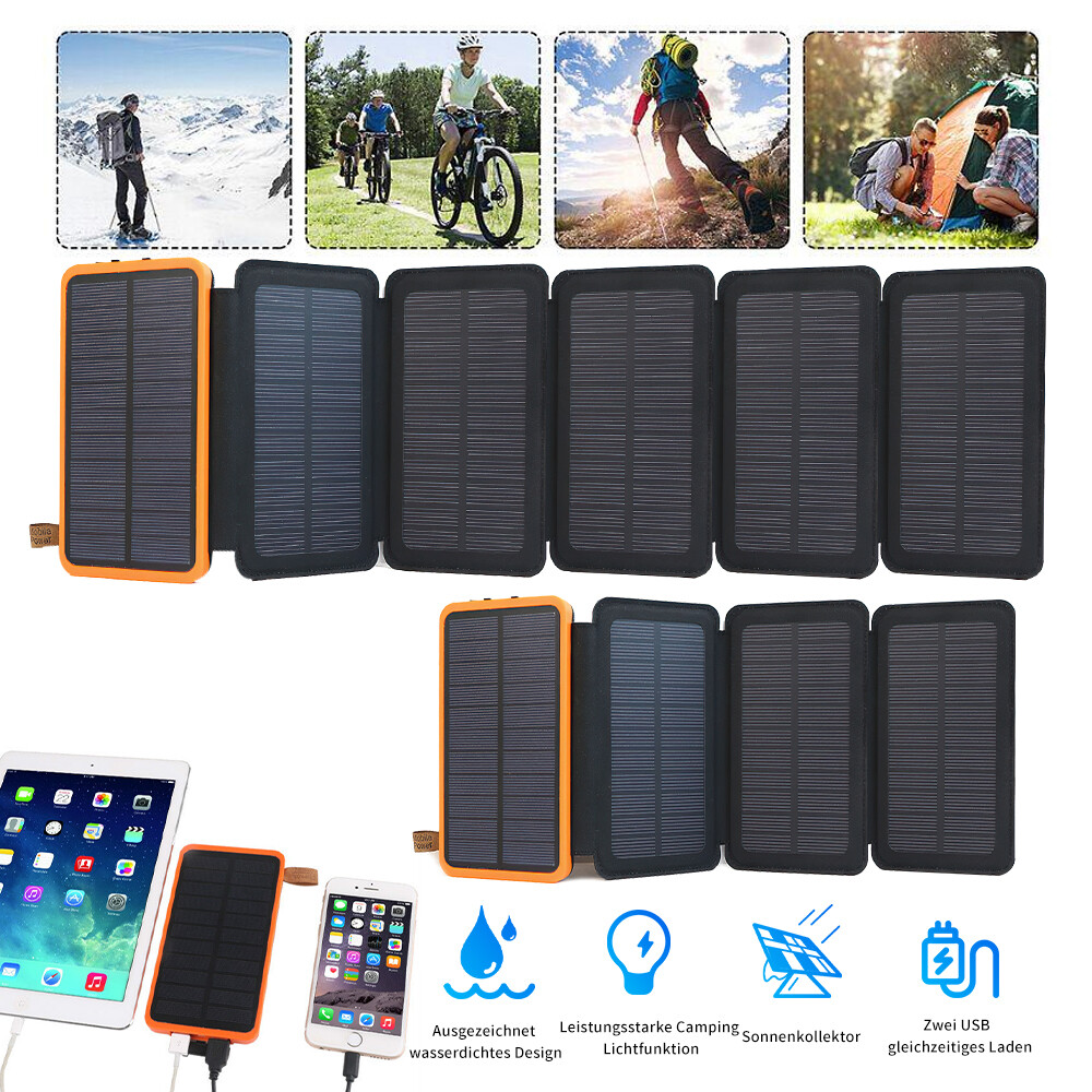 2025 46800mAh USB Portable Charger Solar Panel Folding Power Bank For Cell Phone