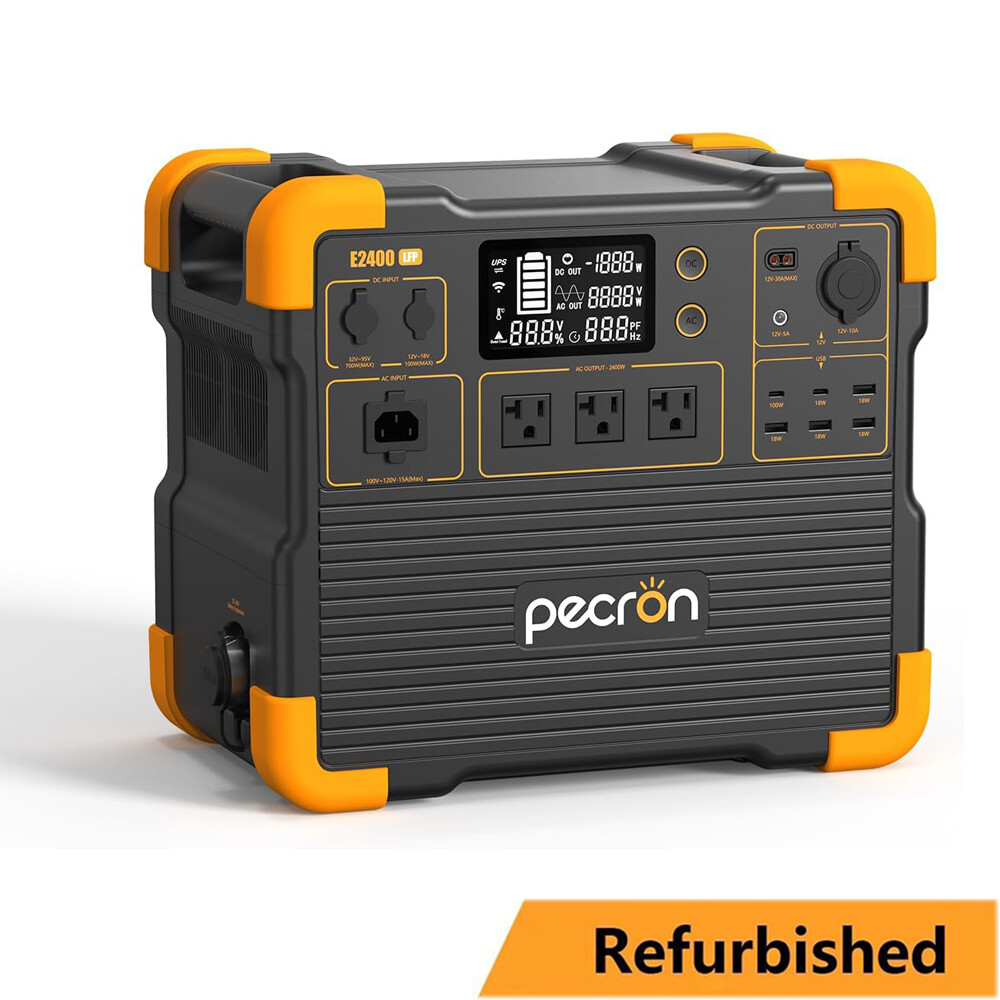 pecron Portable Power Station E2400LFP 2048Wh 2400W Solar Generator Refurbished