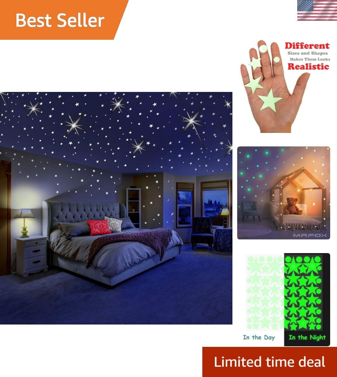 Illuminate Kids’ Rooms with 204 Glow-in-the-Dark Star Decals & Solar System Kit