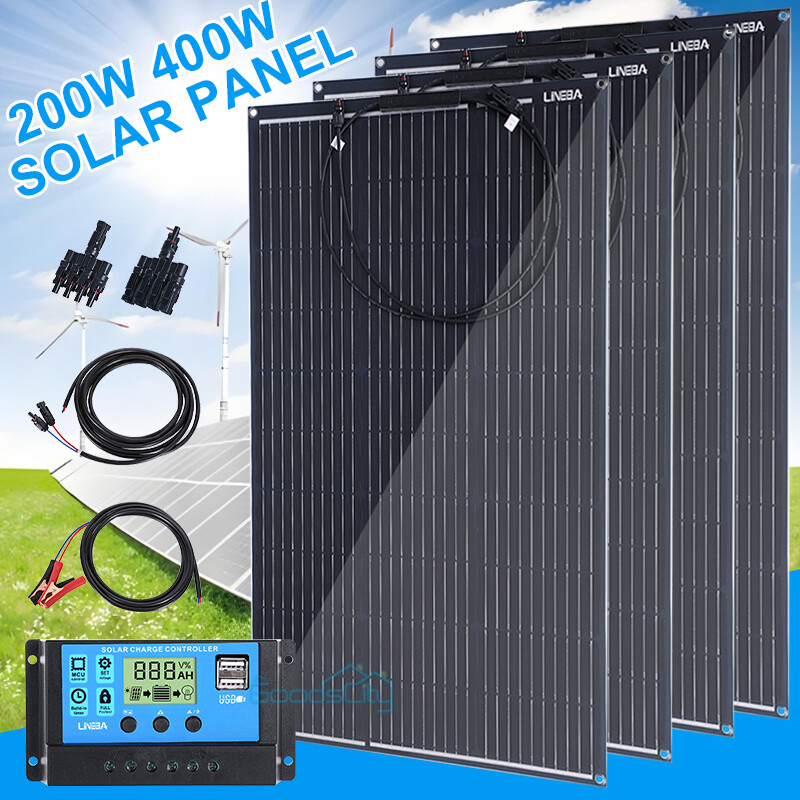200W 400W 12V Mono Solar Panel RV Home Off-Grid Caravan PV Boat Power Module