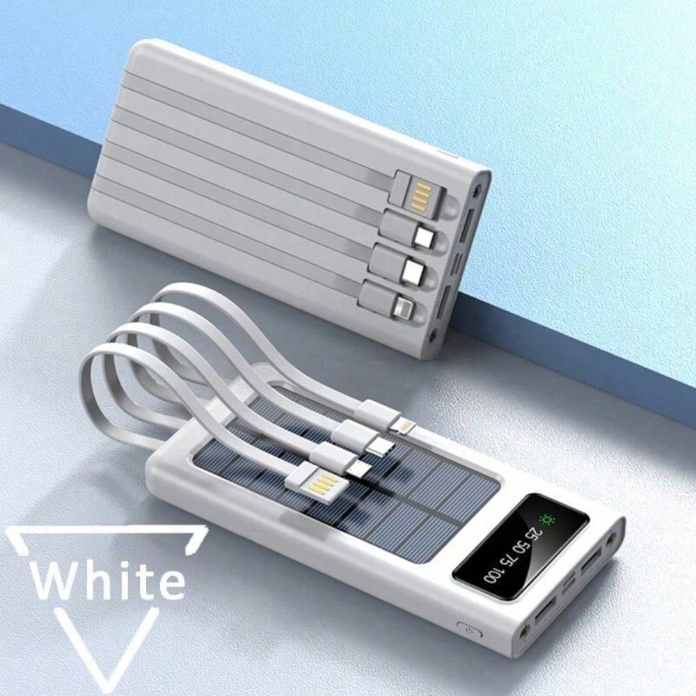 2025 Super 40000000mAh Solar Power Bank Portable Charger For Cell Phone White