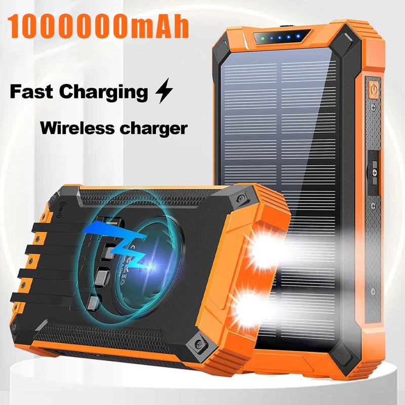 1000000mAh Solar Charger Power Bank Wireless Portable Phone Charger for Phone