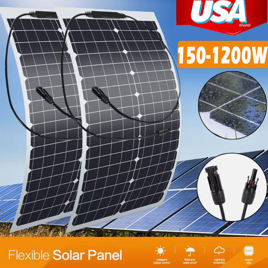 150W 300W 600W 900W 1200W Solar Panel Mono W/ 12V Controller PV Home RV Off Grid