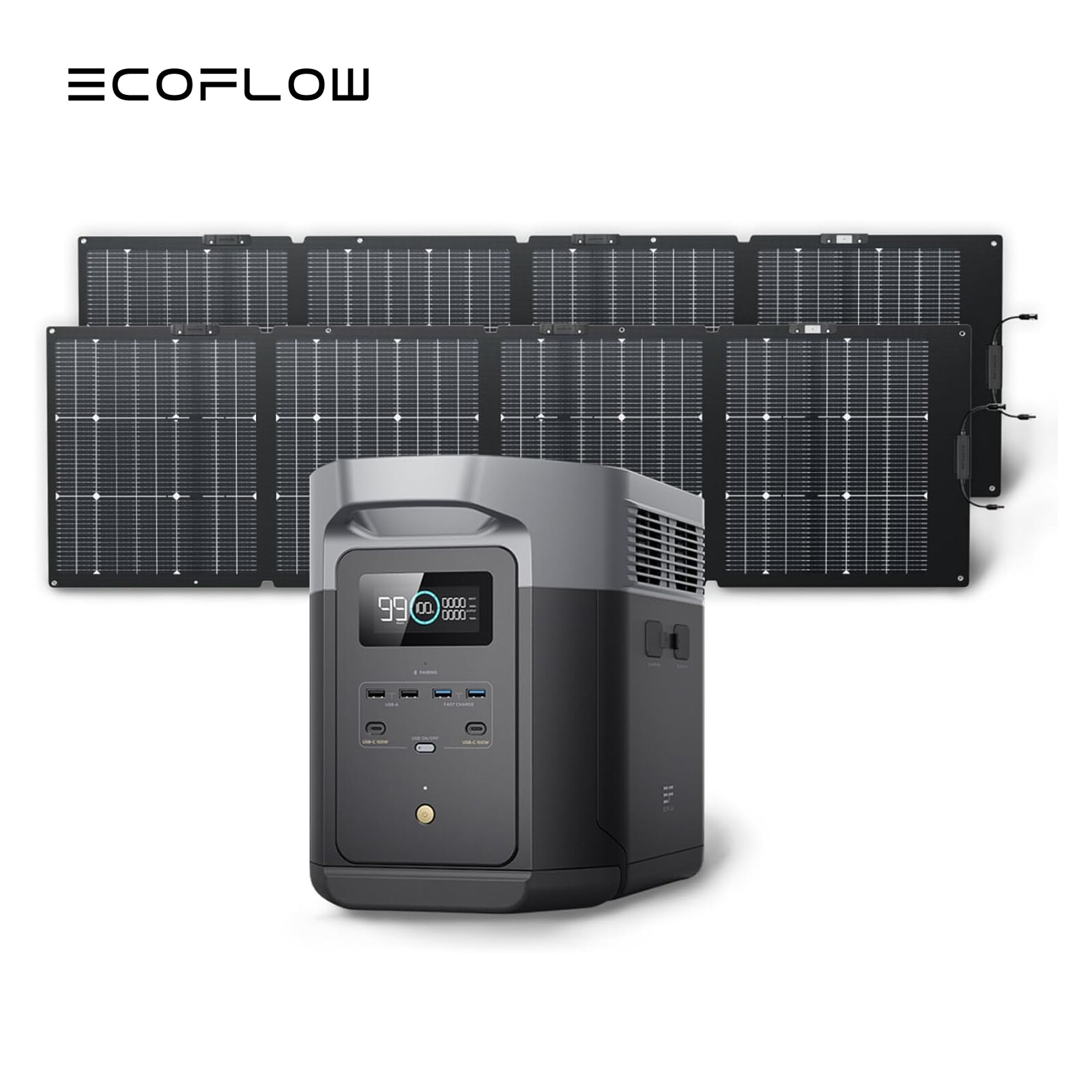 EcoFlow Solar Generator DELTA 2 Max 2048Wh Power Station with 2x220W Solar Panel