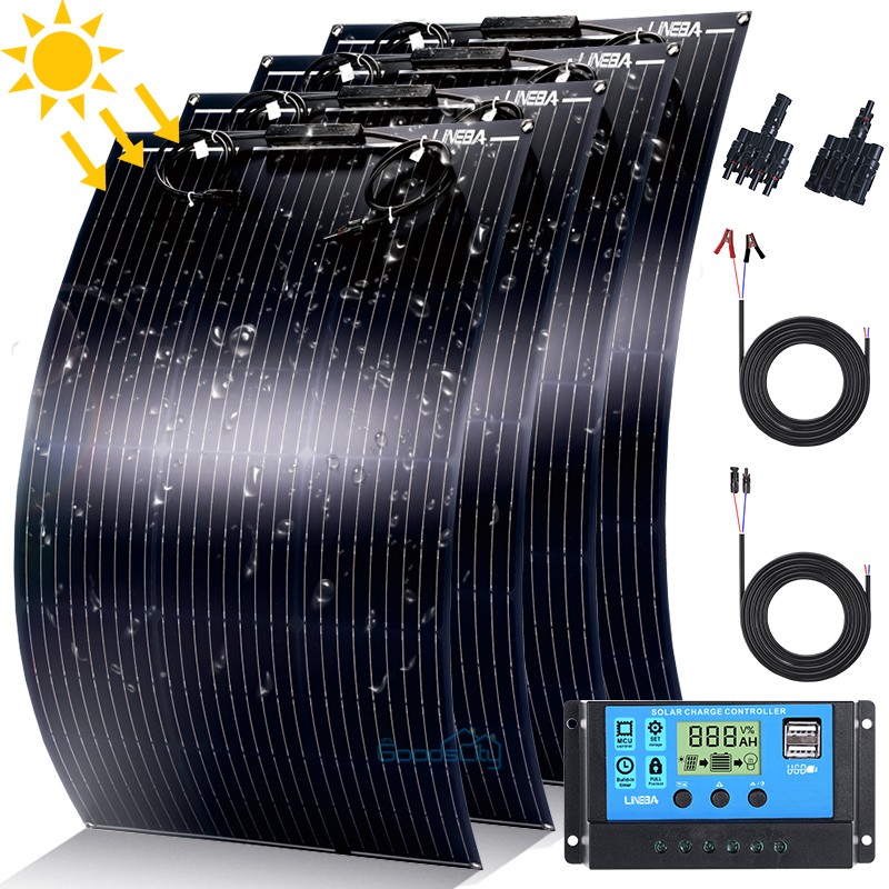 Semi-Flexible 200W 400W Solar Panel (w/ Controller) For RV Roof Boat Camper Home