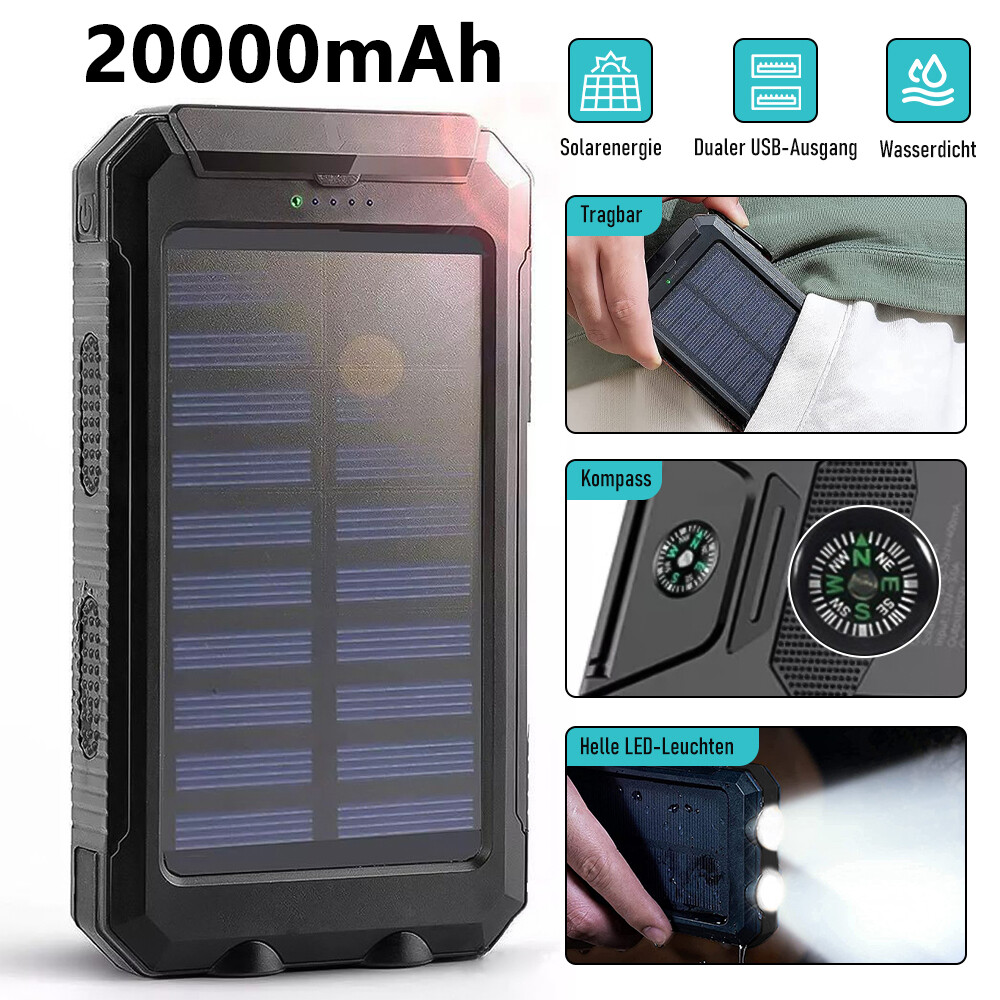 2025 Super 10000mAh USB Portable Charger Solar Power Bank For Cell Phone