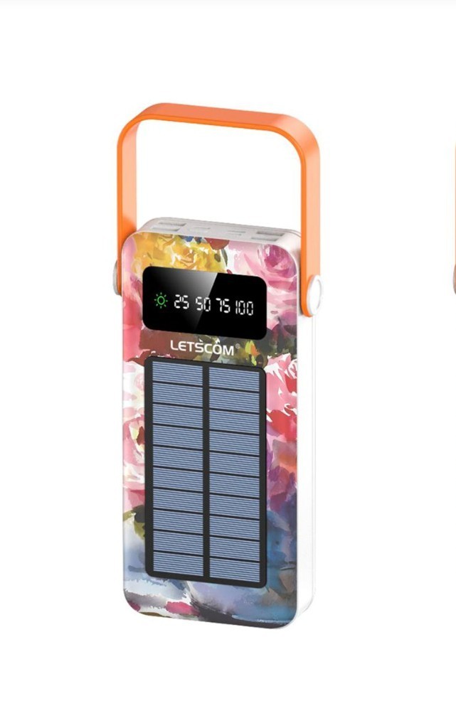 Letscom 30,0000 MAH Solar Power Bank with Integrated Cables 7 Ports & Handle New