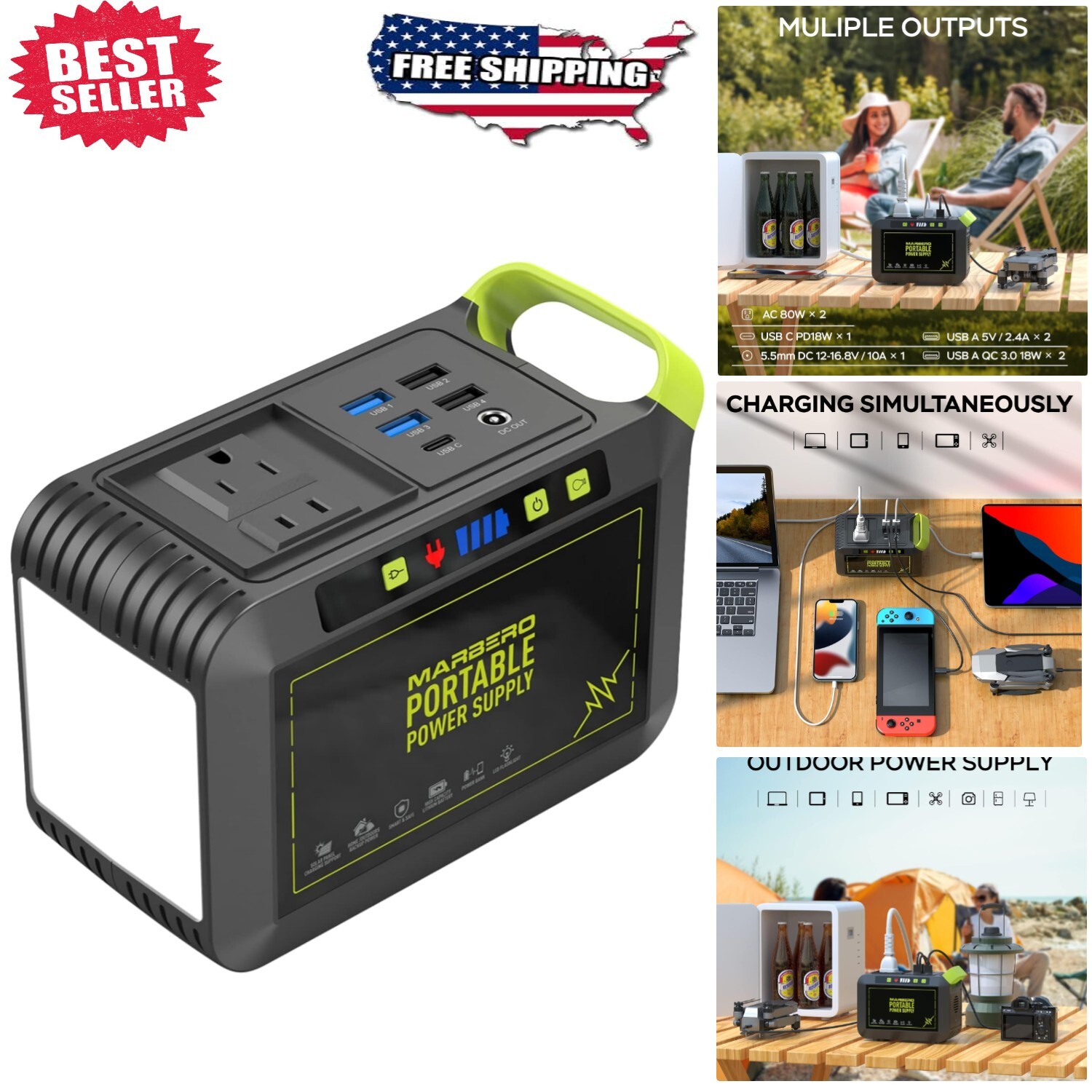 Portable Power Station 88Wh with Fast Charging | Solar Generator 120W Peak