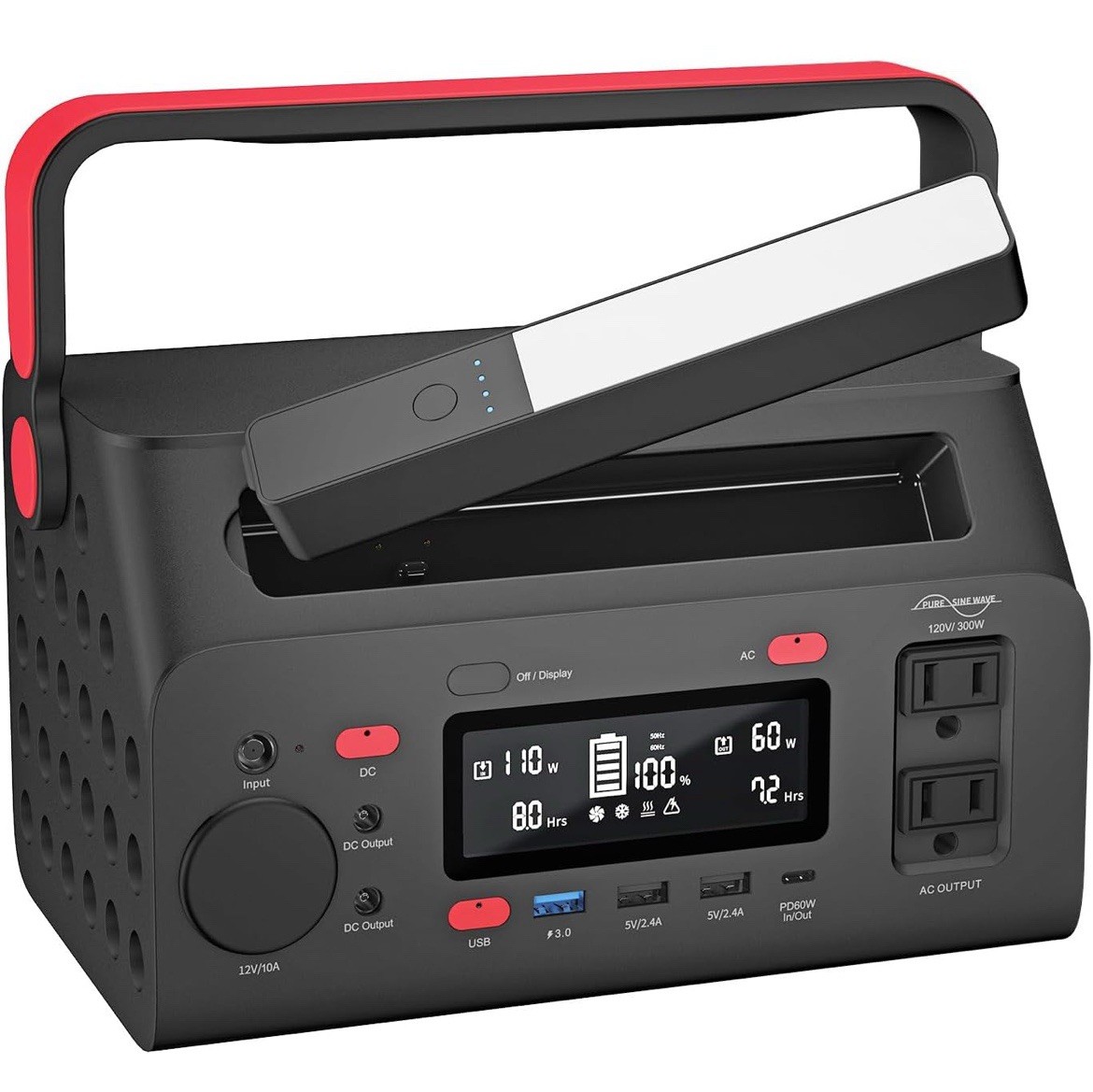 Energizer 293W Portable Power Station Flashlight Solar Generator AC Outlet