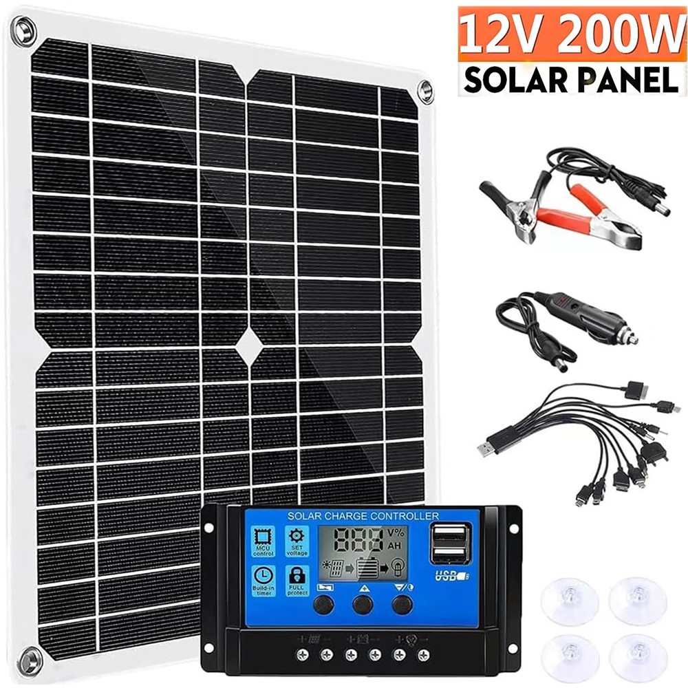 200 Watts Solar Panel Kit 12V 100A Battery Charger with Controller Caravan Boat