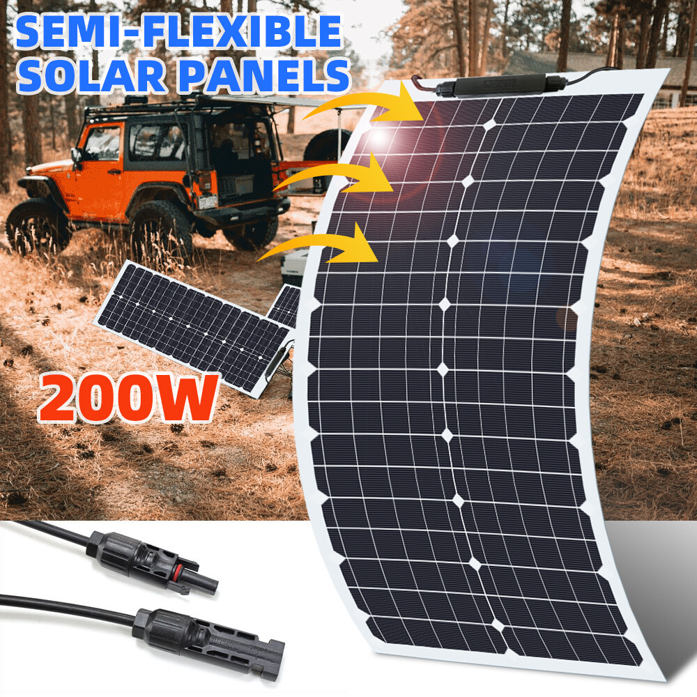 200W Watt Flexible Solar Panel 12V Mono Home RV Rooftop Camping Off-Grid Power