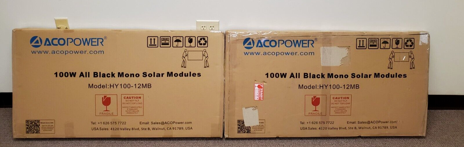 2 ACOPOWER Solar Panels 100 Watt 12 Volt, Monocrystalline High-Efficiency PV