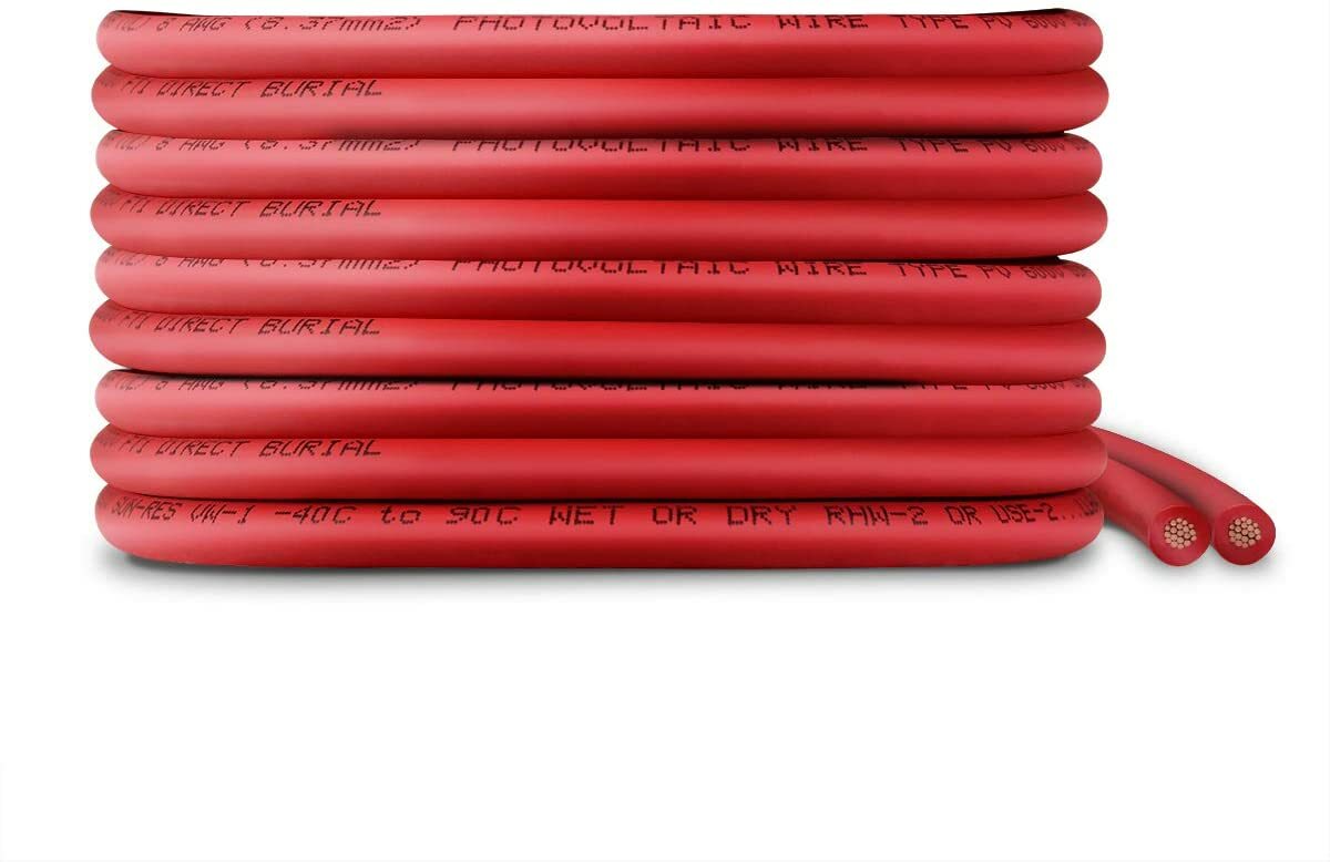 8 AWG Solar Panel Wire 150′ Power Cable UL 4703 Copper MADE IN USA PV Gauge Red