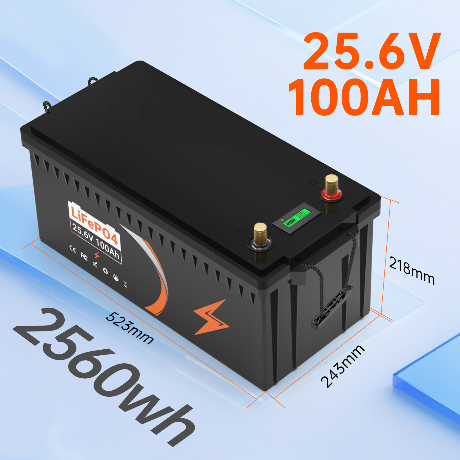 24V 100Ah LiFePO4 Battery 100A BMS Deep Cycle lithium battery for Solar System