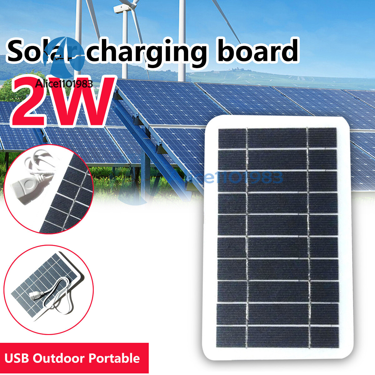 Solar Panel Output USB Outdoor Portable Solar System 5V 2W Mobile Phone Charger