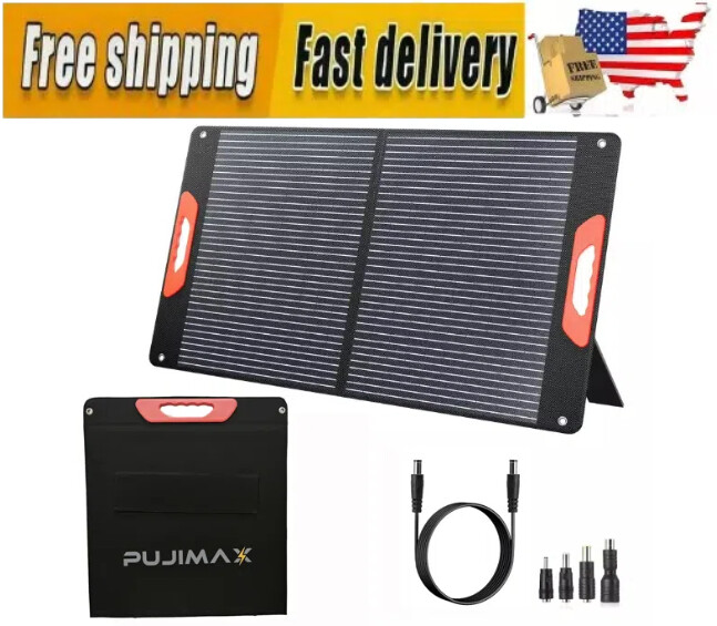 PUJIMAX for Power Station Solar Generator Foldable Portable Solar Panel Kit 100W