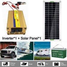 220W Inverter 100W Solar Panel Kit USB Battery Charger Convert AC/DC Outdoor USA