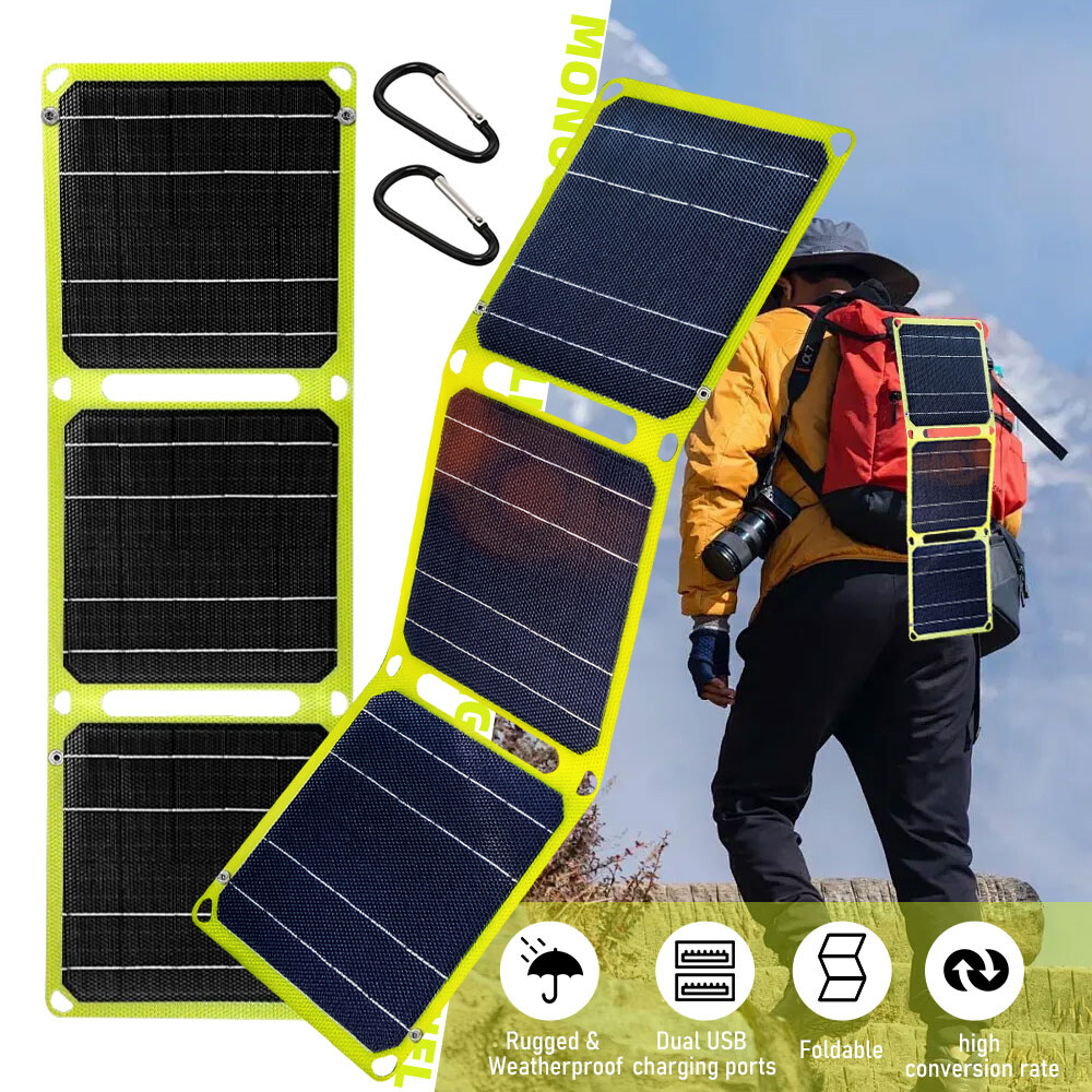 100W ETFE Foldable Solar Panel Charger Solar Charger 2USB+DC Ports For Camping