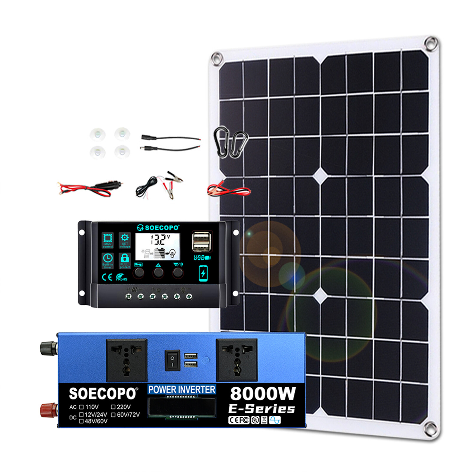 8000W 100A 110V/220V Solar Panel Kit Solar Power Generator Home Grid System Ne9B