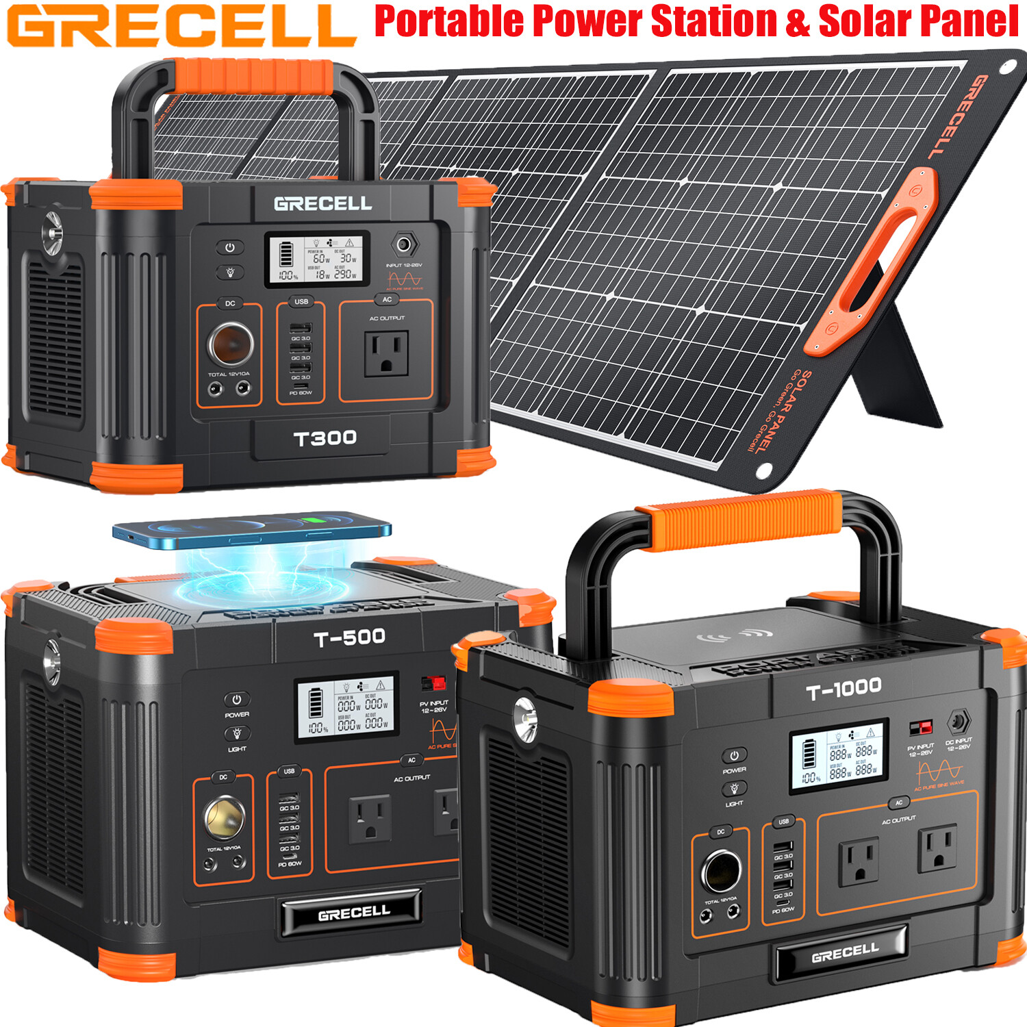 500/1000W Portable Power Station Solar Generator Backup Battery / Solar Panel