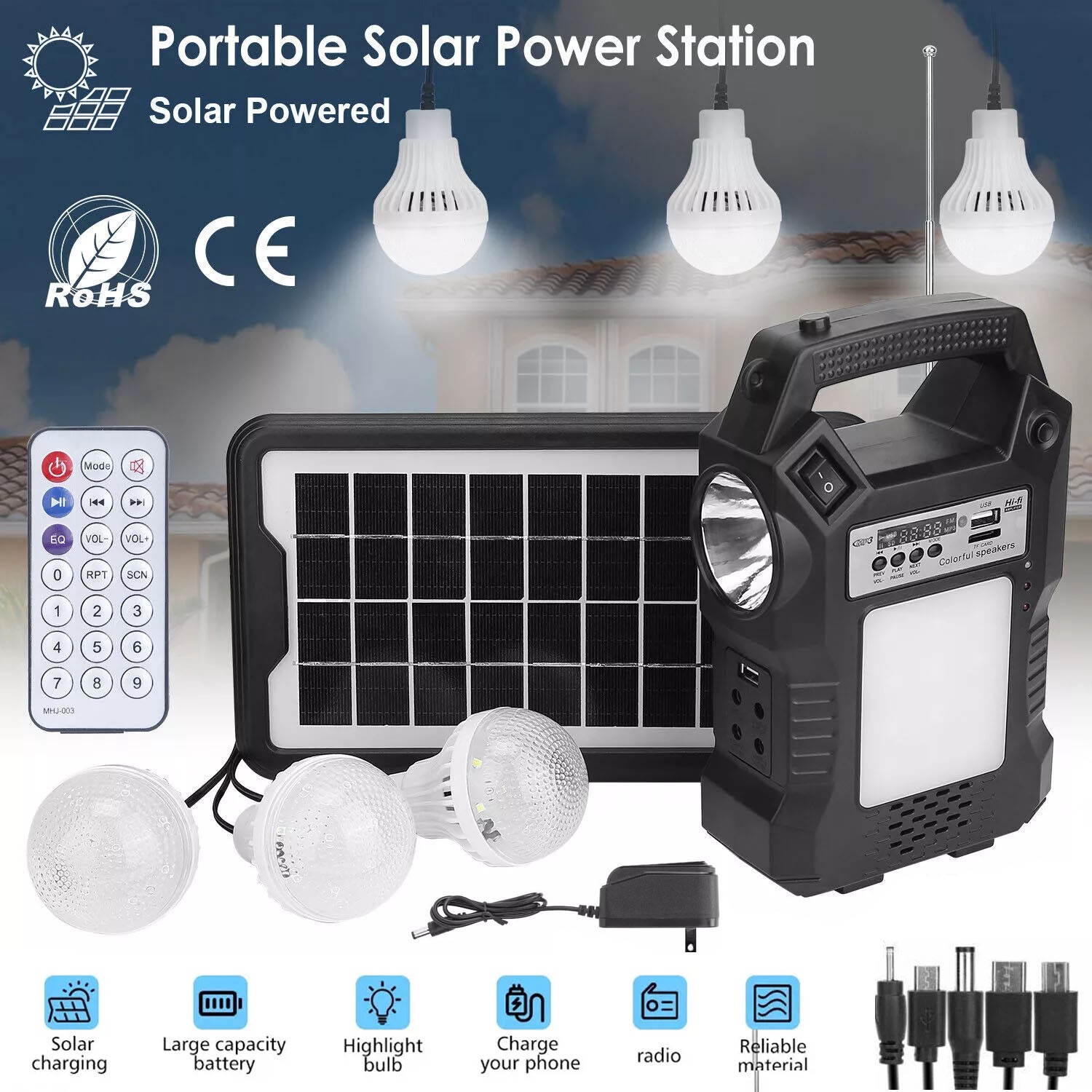 Portable Power Station Solar Generator Panel Power Bank Outlet Camping Emergency