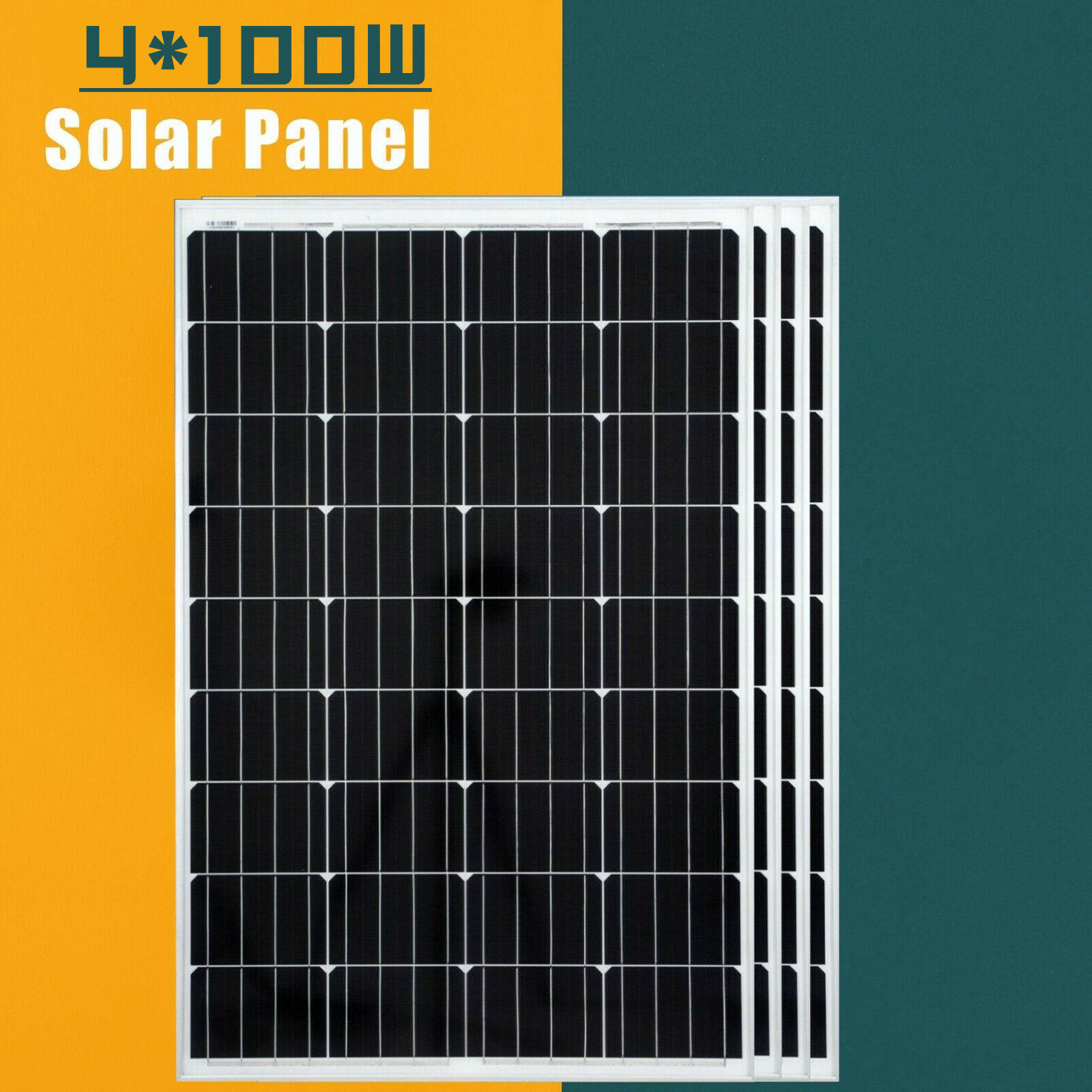 4PCS Solar Panel 100W 24V Monocrystalline Off Grid Commercial House UL Certified
