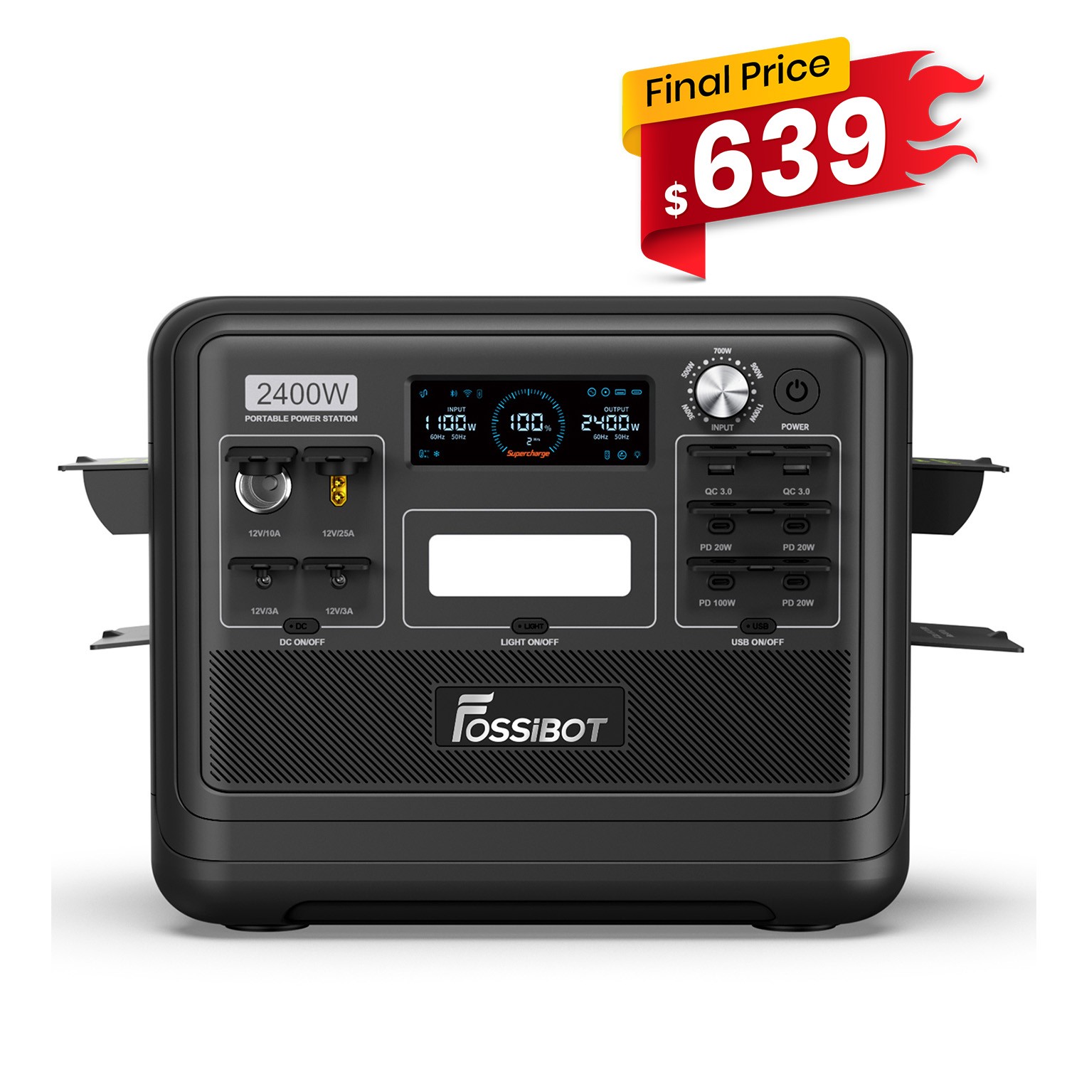 FOSSiBOT F2400 2400W 2048Wh Portable Power Station Solar Generator,LFP