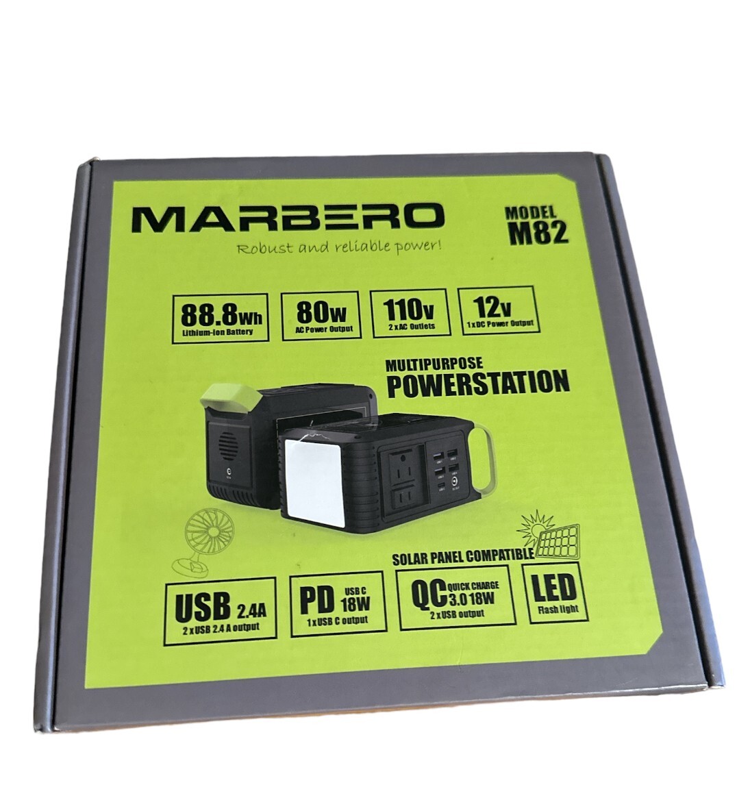 MARBERO 88Wh Portable Power Station 24000mAh Camping Solar Generator