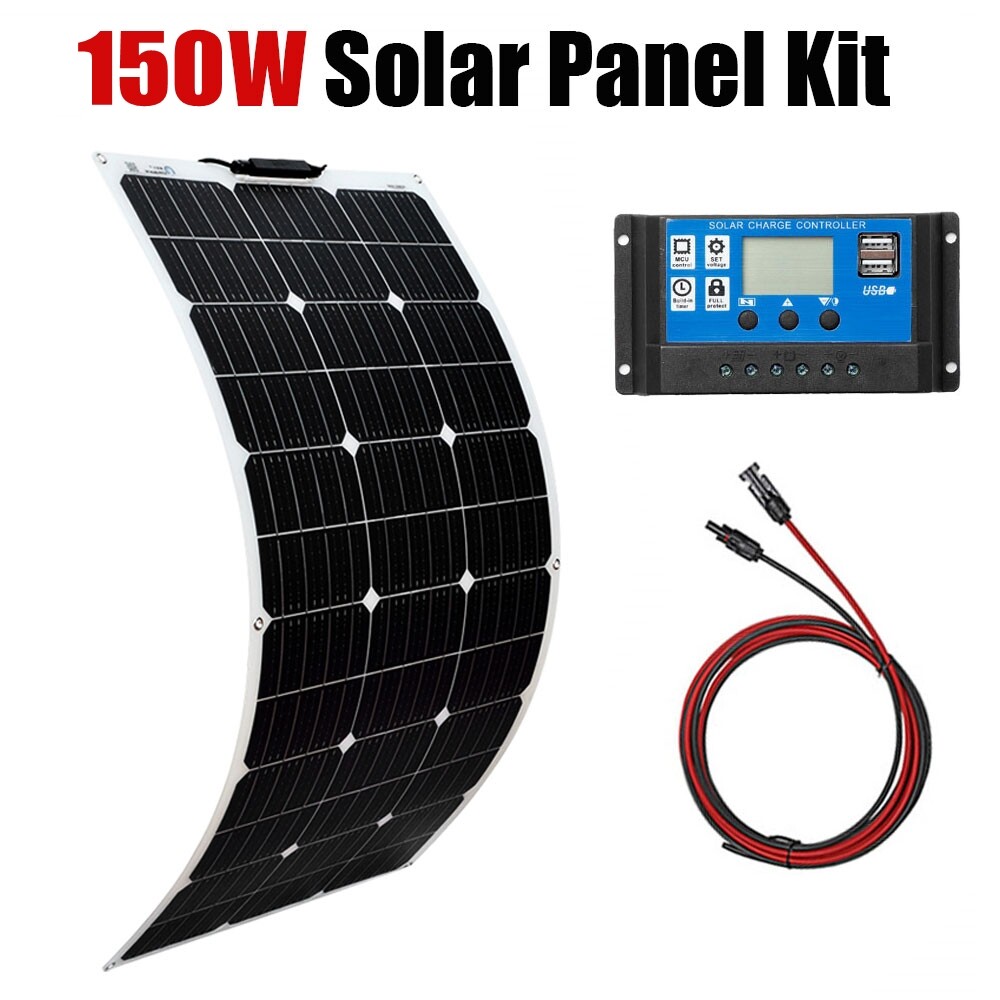150W Solar Panel Kit 12V Battery Charger Off Grid 30A Controller RV Marine Boat