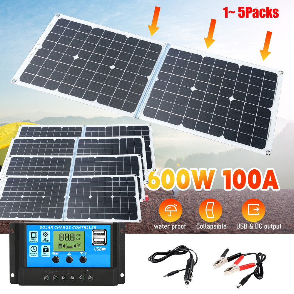 600W 3000W Watts Solar Panel Kit Monocrystallin Battery Charger Caravan RV Boat