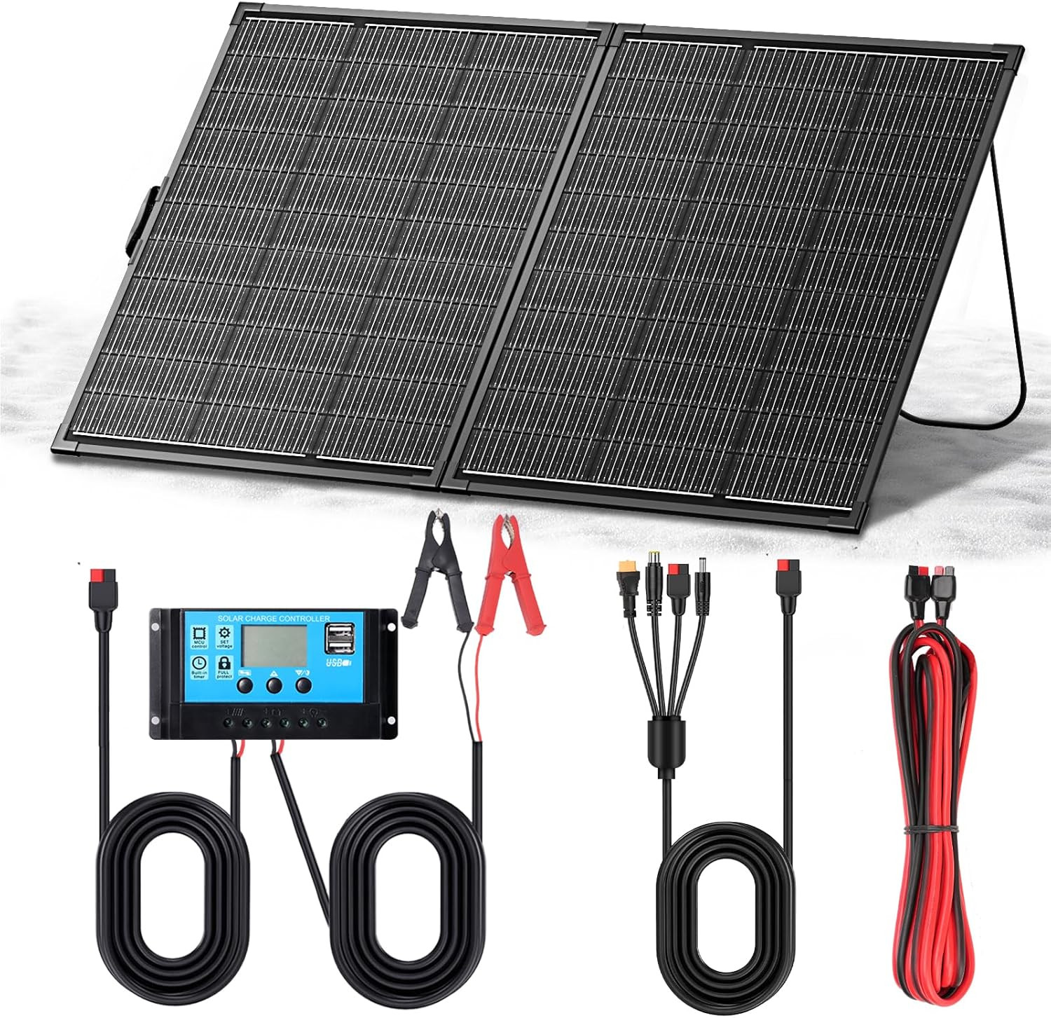 200W Portable Solar Panel Kit,23.5% High Efficiency 12BB Cells,Ultra-Thin 1.6Mm