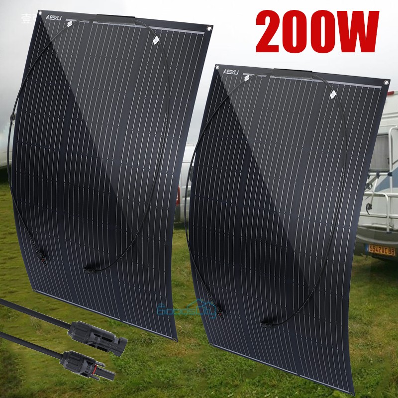 12V 200W Mono Flexible Solar Panel Power Charge Camping Home RV Battery Charge