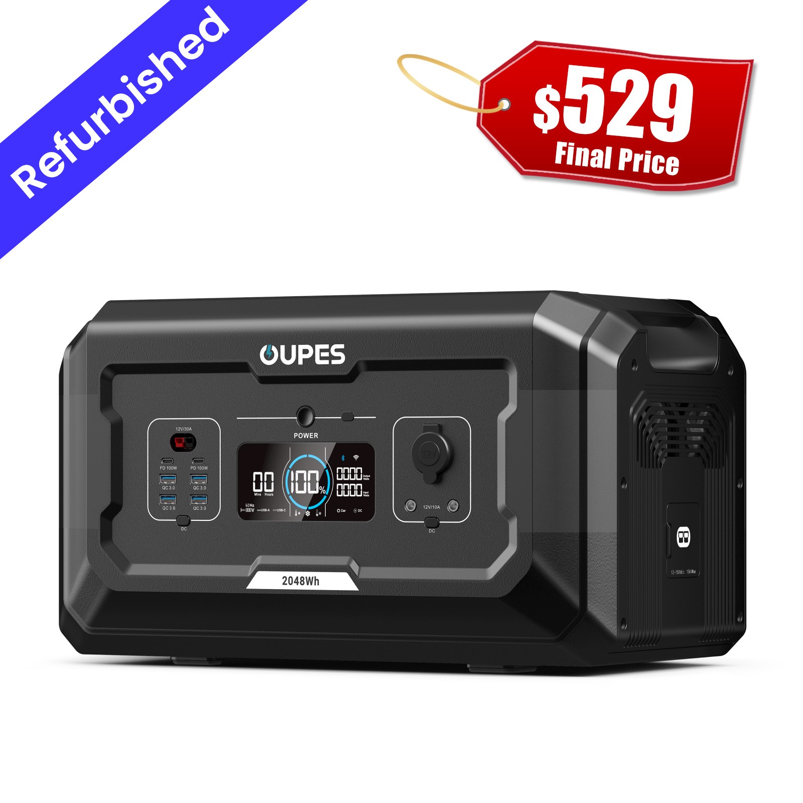 OUPES B2 Extra 2048Wh Battery for Power Station Mega 1/2/3 Solar Generator