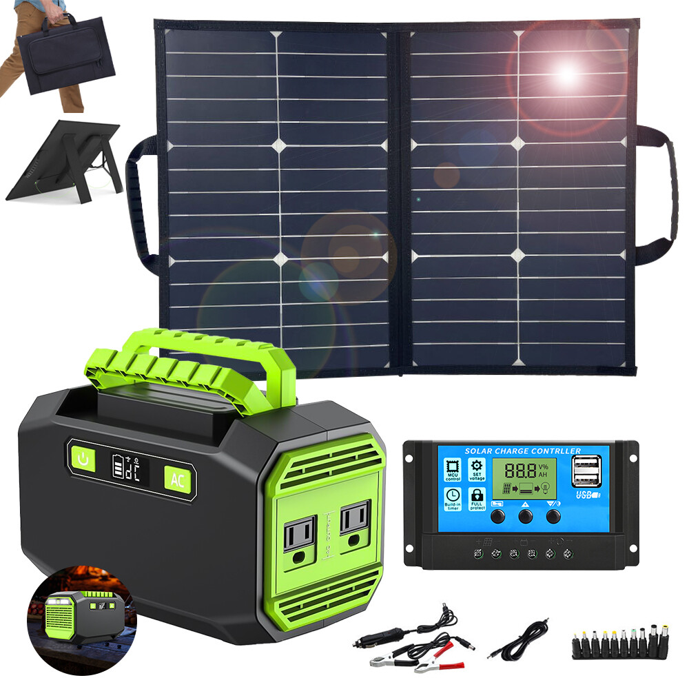 200W 115Wh Portable Power Station Solar Generator/60W Solar Panel for RV Camping