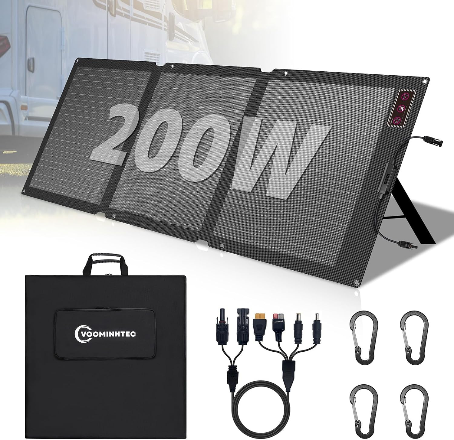 200W Portable Solar Panel for Power Station, 24% High Efficiency ETFE Foldable S