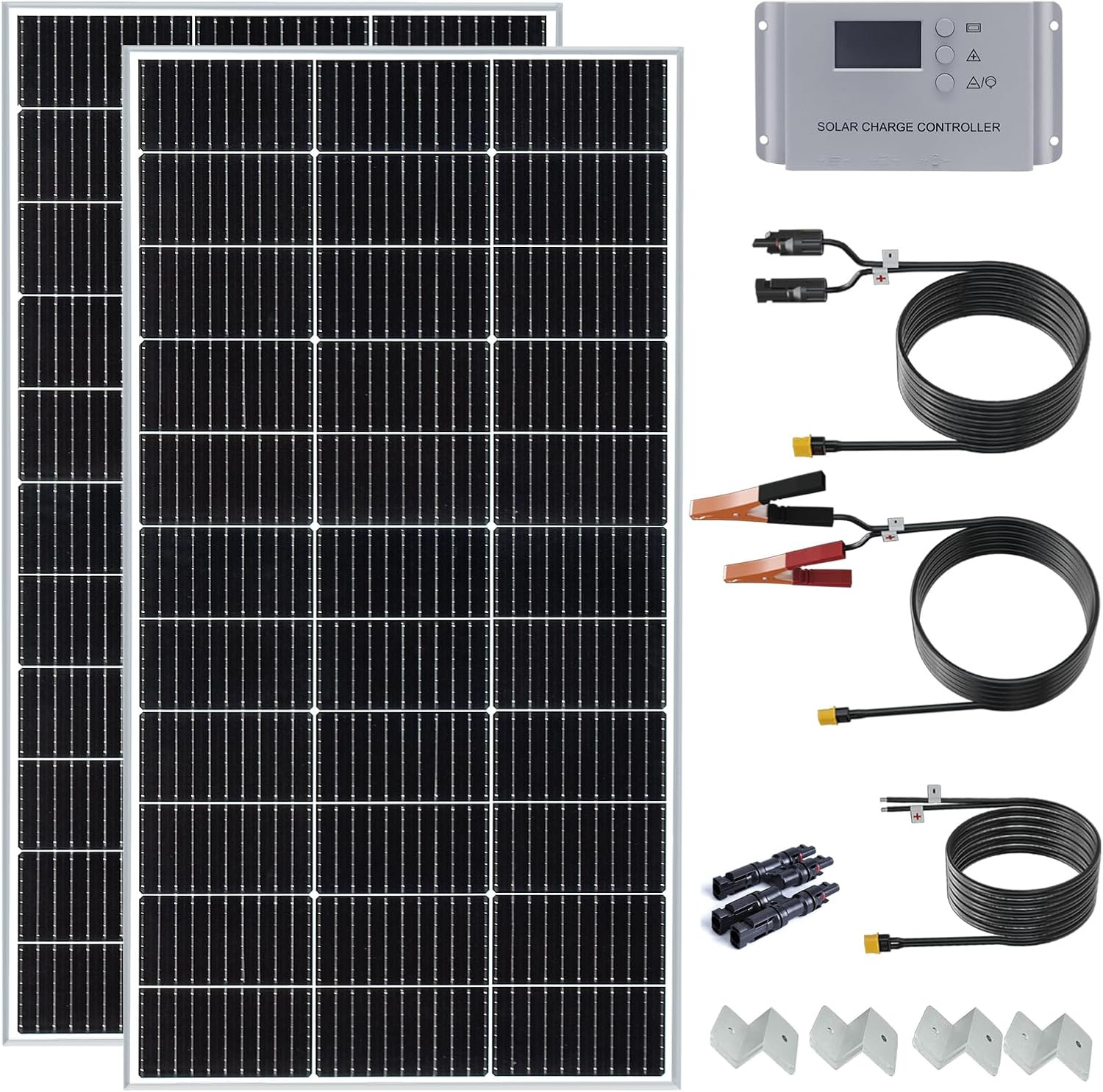 200 Watt 12Volt/24Volt Solar Panel Starter Kit 2PCS 105W Monocrystalline Module
